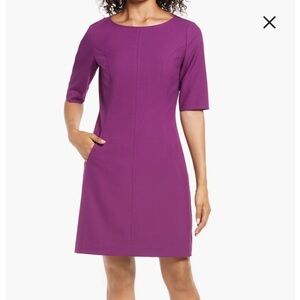 TAHARI Crepe Sheath Dress In Wild Aster Size 4 NWT